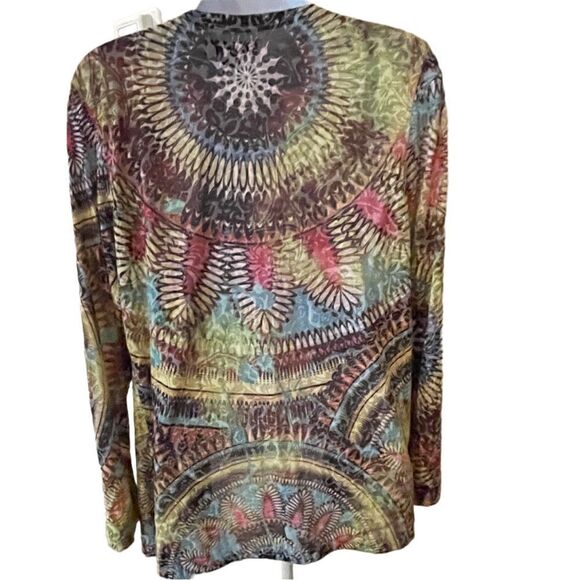Unique and Colorful Boho Open Front Cardigan, Size Large - Picture 2 of 8